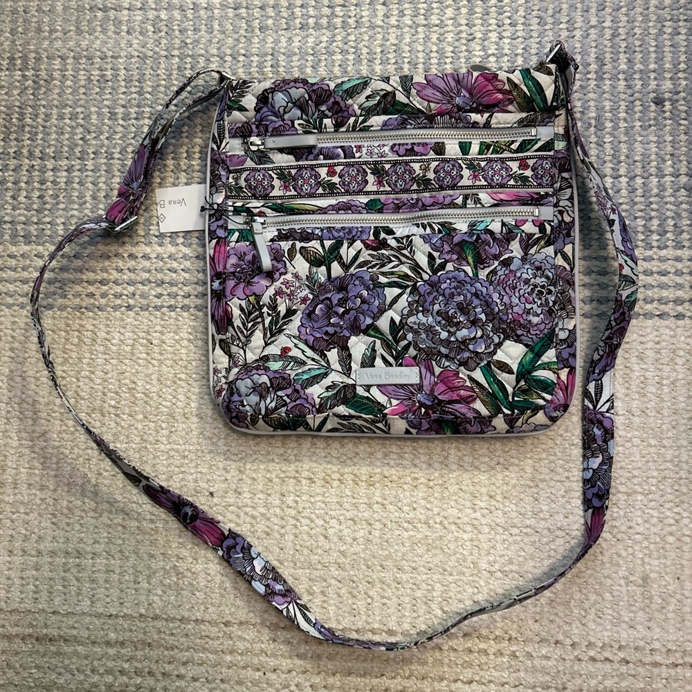 Vera Bradley Lavender Meadow Print Quilted Crossbody Bag